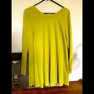 Free People Beach M/L Lime Terry Oversize Swing Long Sleeve Sweat Shirt Tunic